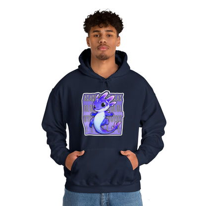 Blue Purple Axolotl with Text Block Unisex Hooded Sweatshirt