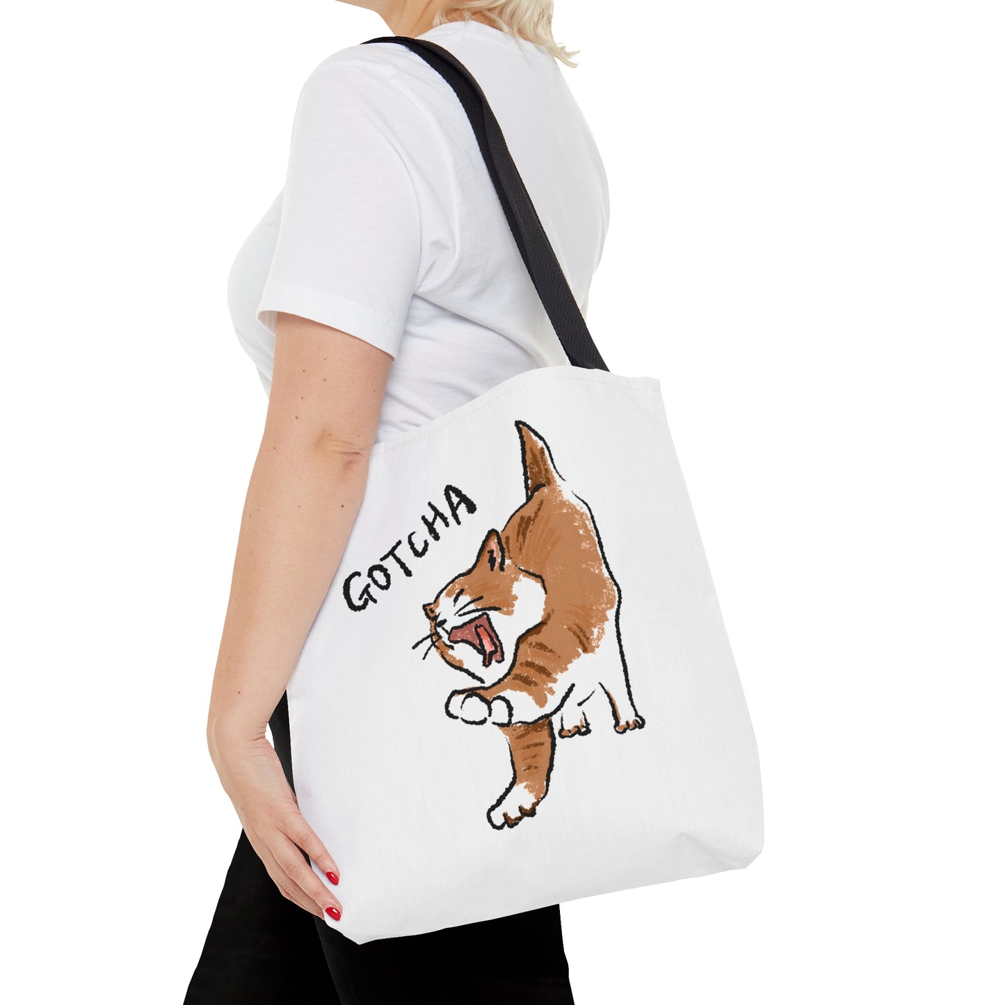 Funny Cat Meme Gotcha Tote Bag (AOP)