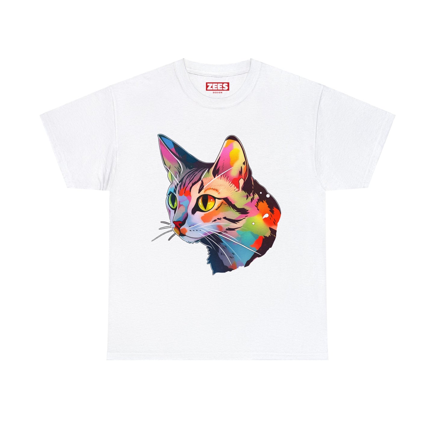 Rainbow Tabby Cat Unisex Cotton Tee