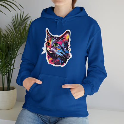 Rainbow Long-hair Tabby Cat Unisex Hooded Sweatshirt