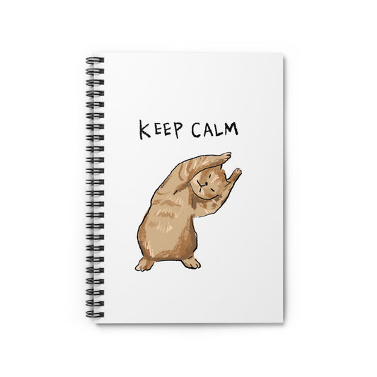 Funny Cat Meme Keep Calm White Background Spiral Notebook - Ruled Line
