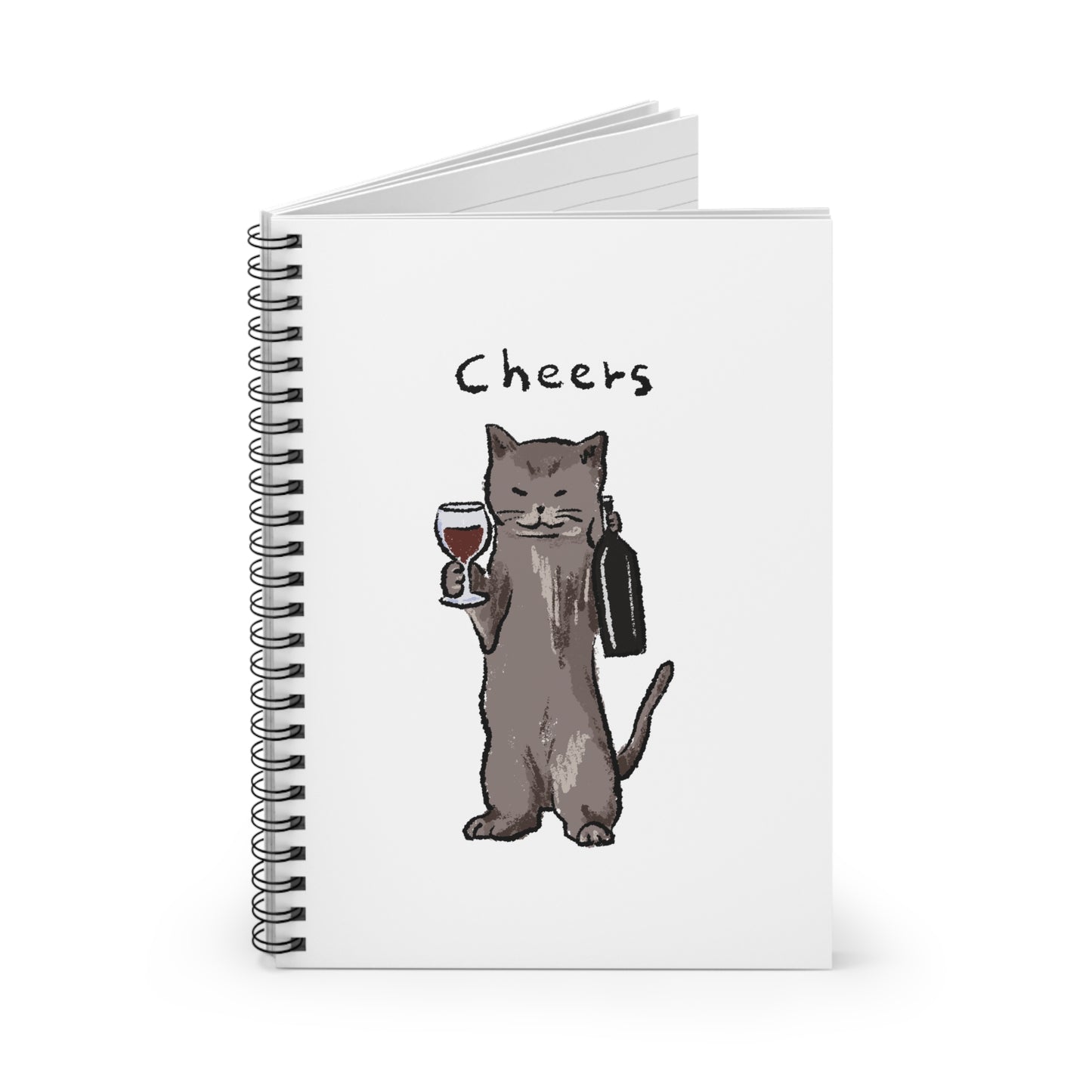 Funny Cat Meme Cheers White Background Spiral Notebook - Ruled Line