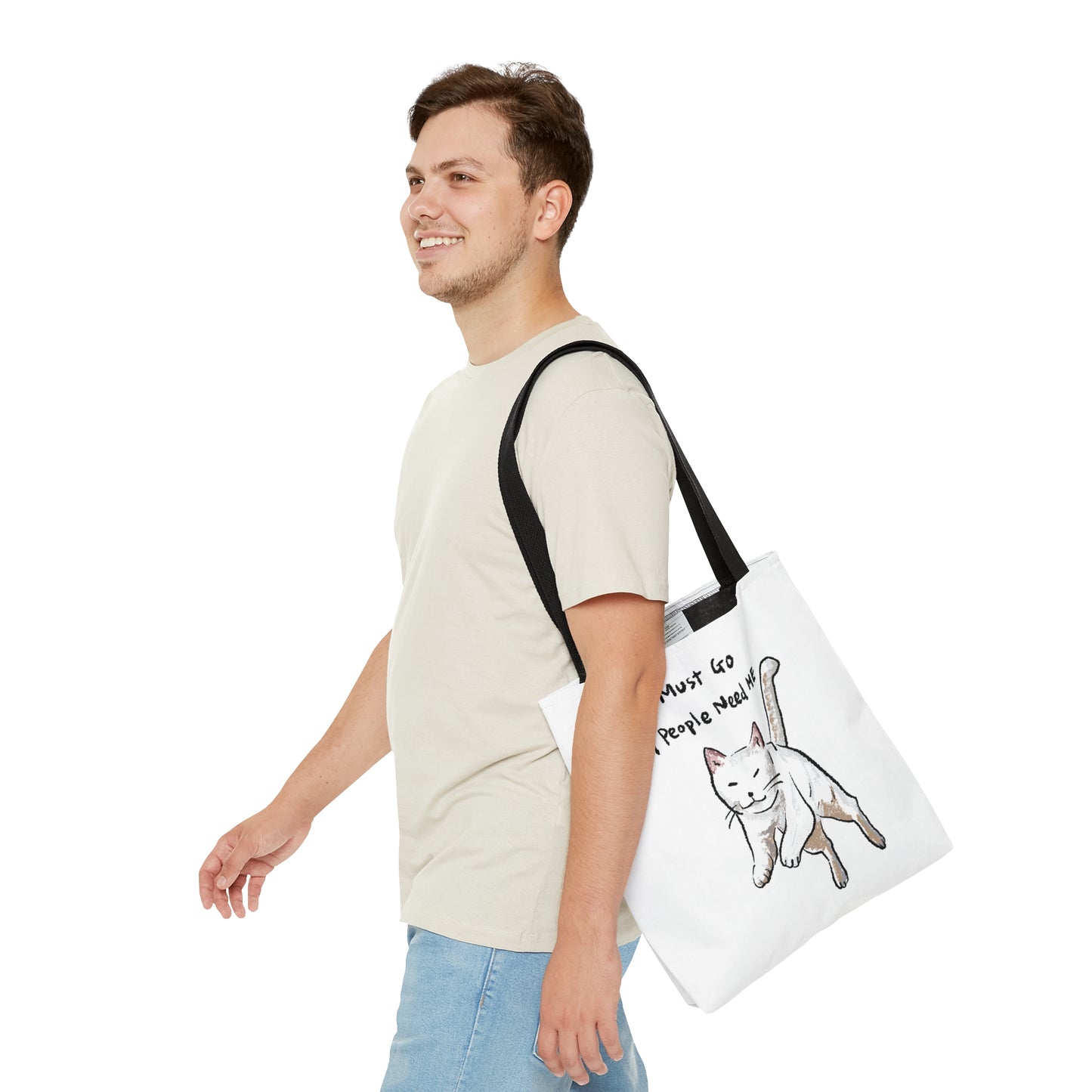 Funny Cat Meme I must go My people need ME Tote Bag (AOP)