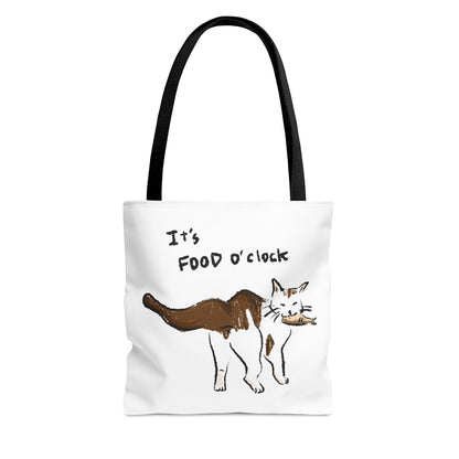 Funny Cat Meme It's food o' clock Tote Bag (AOP)