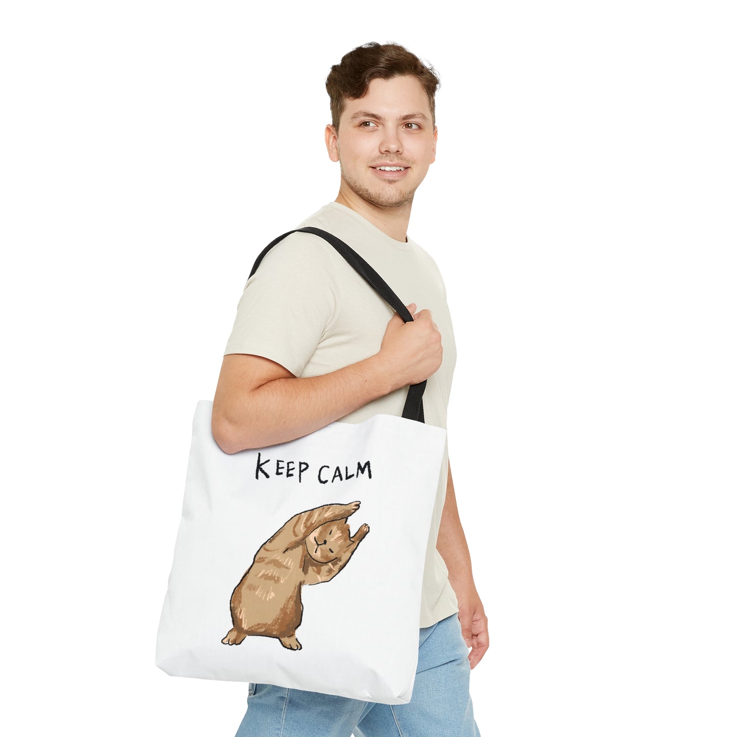 Funny Cat Meme Keep Calm Tote Bag (AOP)