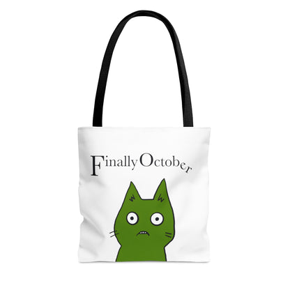 Finally october yellow green cat Tote Bag