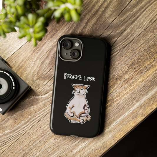 Funny Cat Meme Peace & Love Tough Phone Case