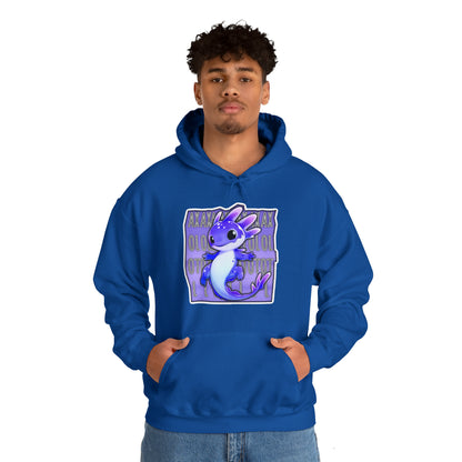 Blue Purple Axolotl with Text Block Unisex Hooded Sweatshirt