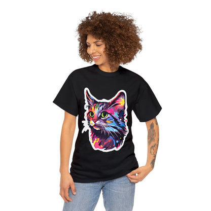 Rainbow Long-hair Tabby Cat Unisex Cotton Tee