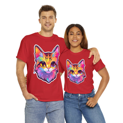 Rainbow Orange Cat Unisex Cotton Tee