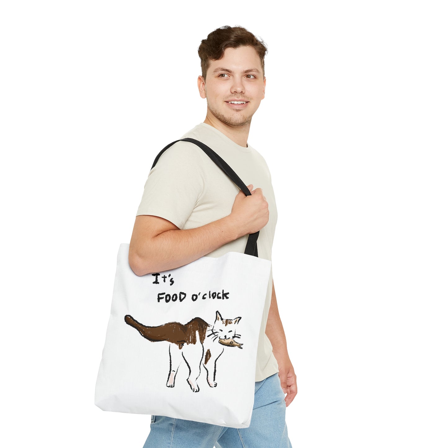 Funny Cat Meme It's food o' clock Tote Bag (AOP)