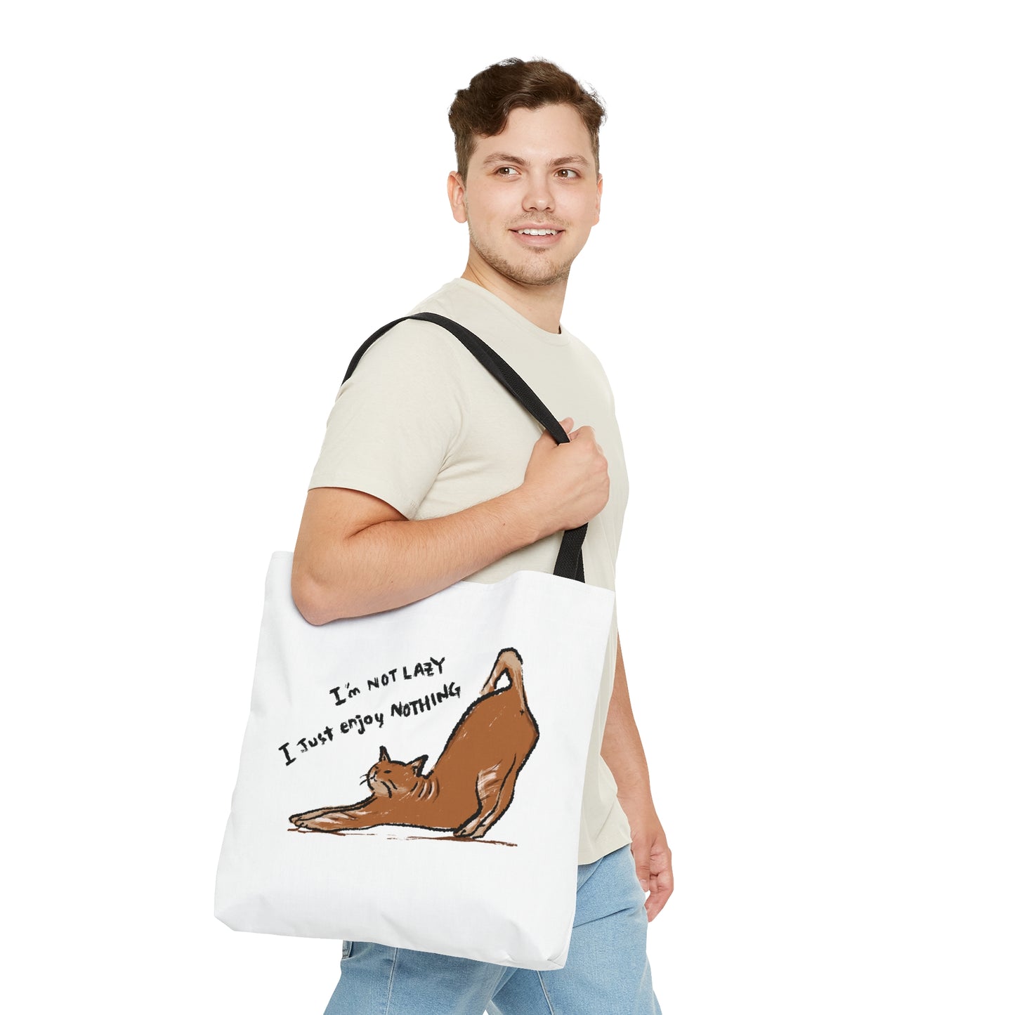 Funny Cat Meme I'm not lazy I just enjoy nothing Tote Bag (AOP)