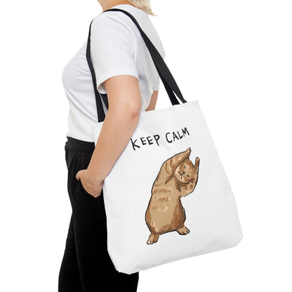 Funny Cat Meme Keep Calm Tote Bag (AOP)