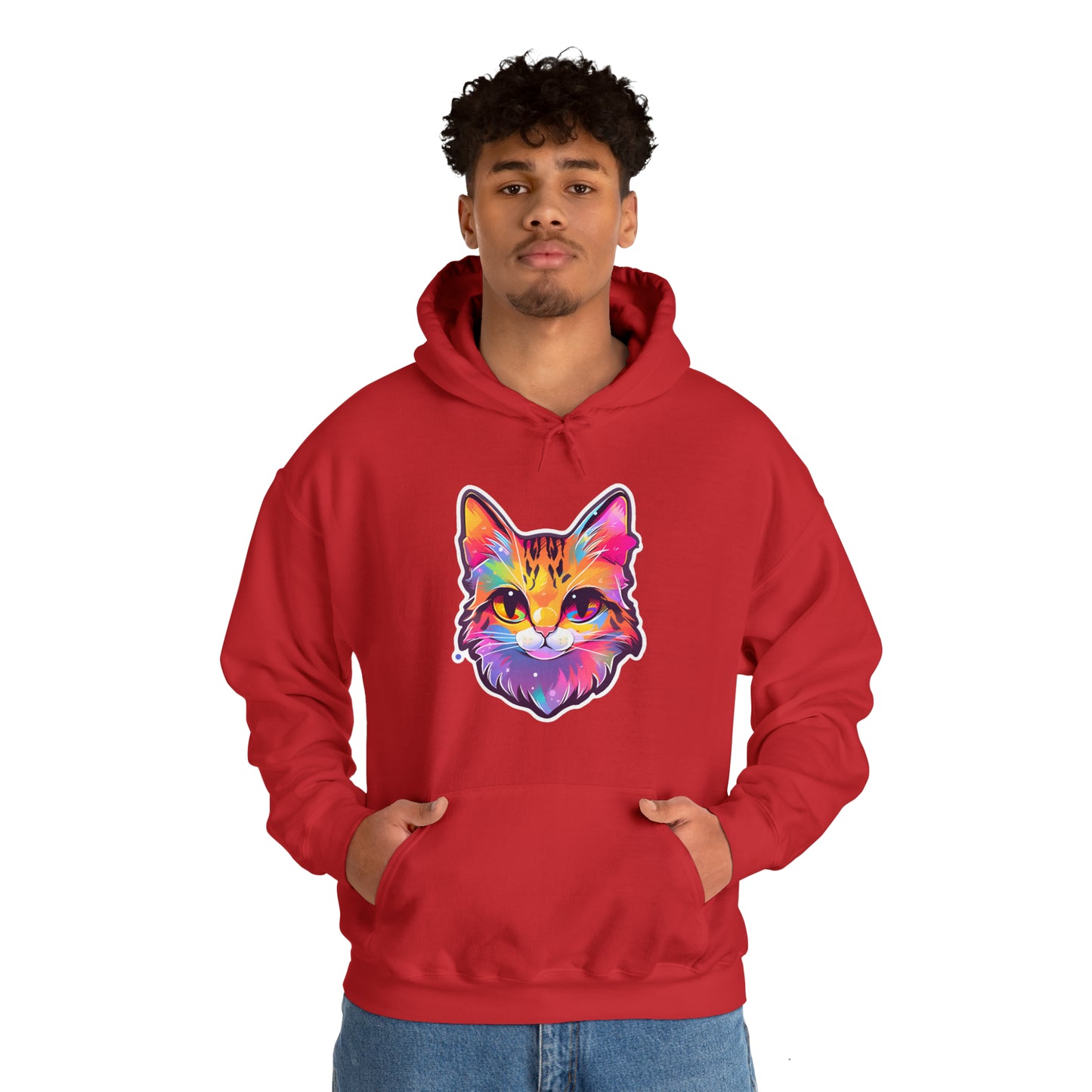 Rainbow Orange Cat Unisex Hooded Sweatshirt