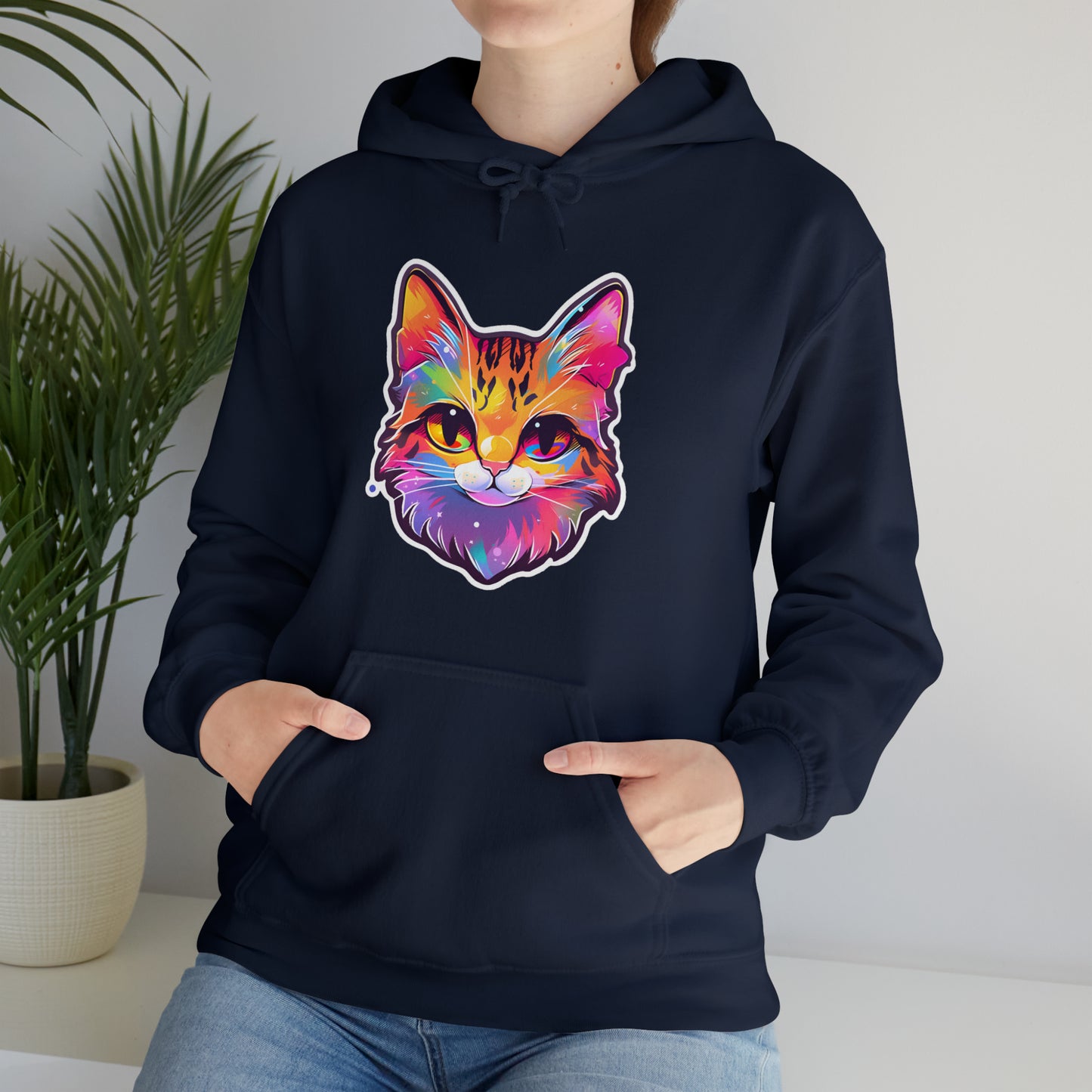 Rainbow Orange Cat Unisex Hooded Sweatshirt