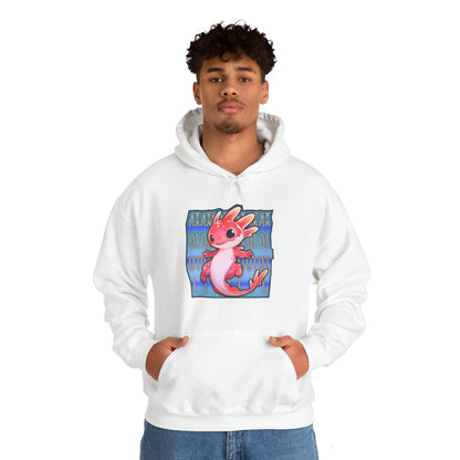 Pink Axolotl with Text Block Unisex Hooded Sweatshirt