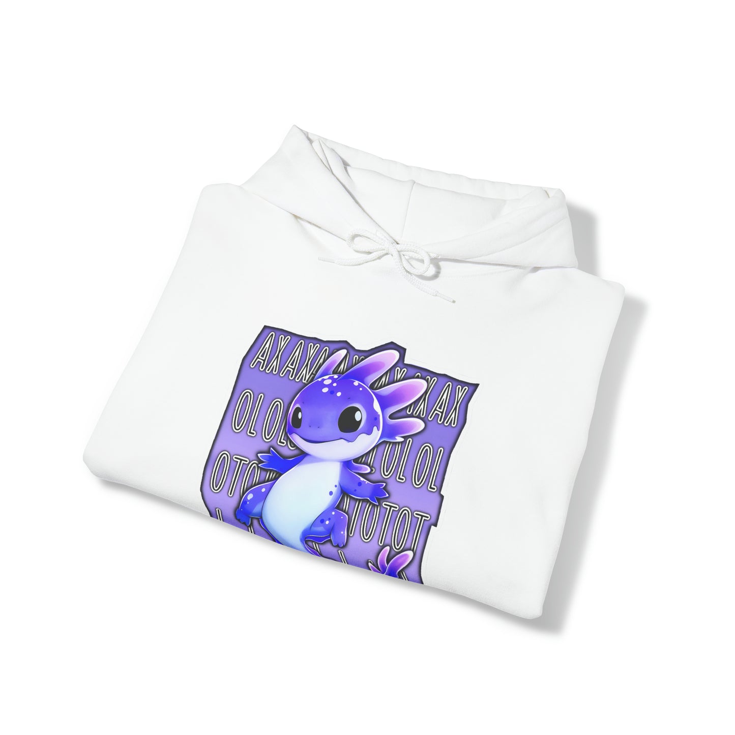 Blue Purple Axolotl with Text Block Unisex Hooded Sweatshirt