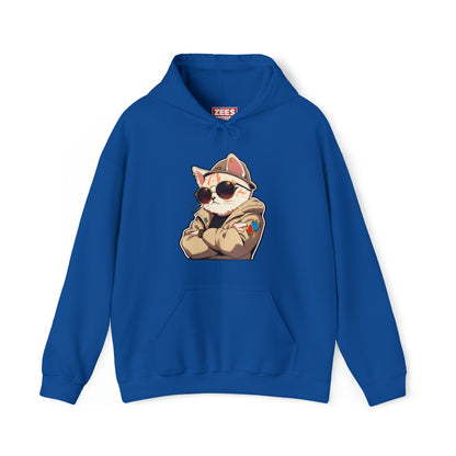 Streetwear Cat with Hoodie and Sunglasses Unisex Hooded Sweatshirt