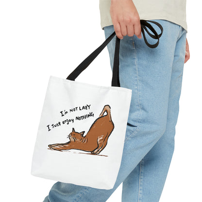 Funny Cat Meme I'm not lazy I just enjoy nothing Tote Bag (AOP)