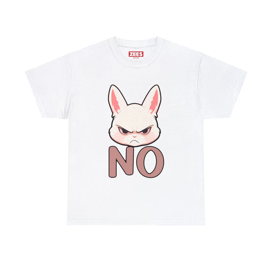 No Cute Annoyed Rabbit Black Outline Unisex Cotton Shirt