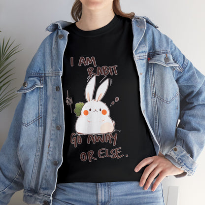 I Am Rabit Go Away Or Else Angry Rabbit Korean Text Unisex Cotton Shirt