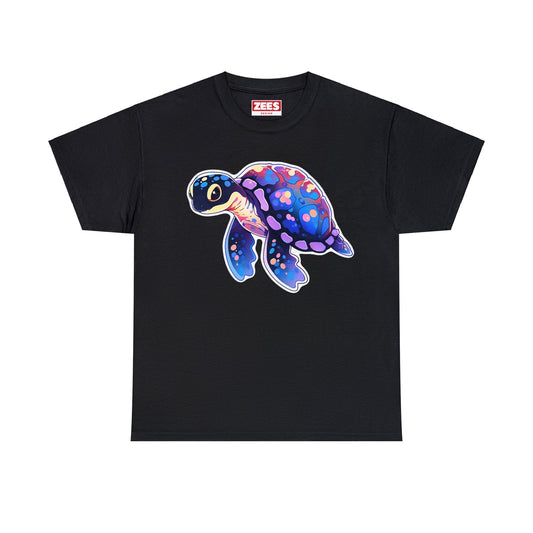 Abstractly colored Blue SeaTurtle Unisex  Cotton Tee