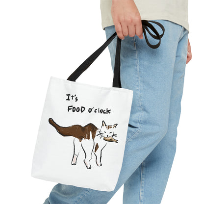 Funny Cat Meme It's food o' clock Tote Bag (AOP)