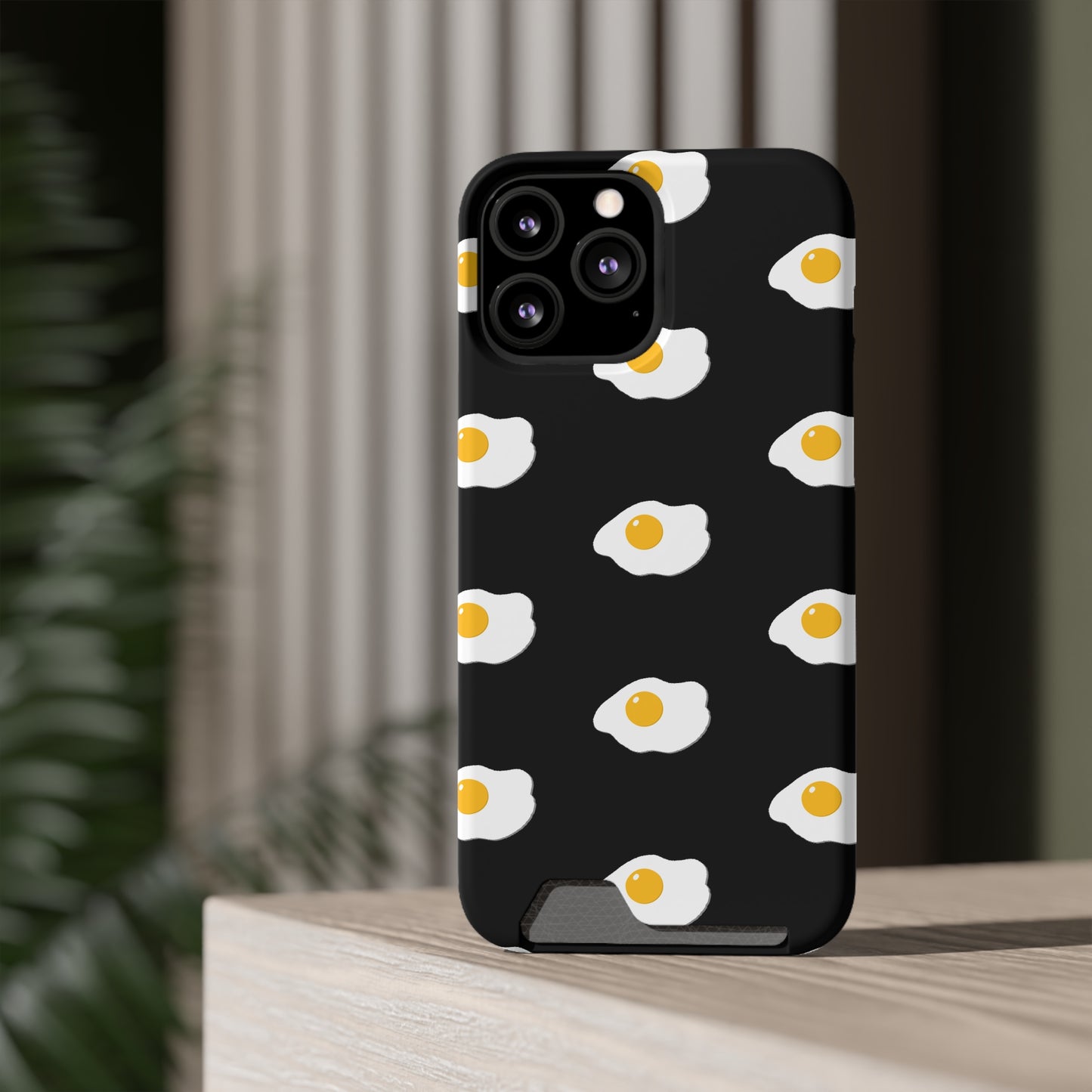 Fried Egg Pattern Phone Case With Card Holder