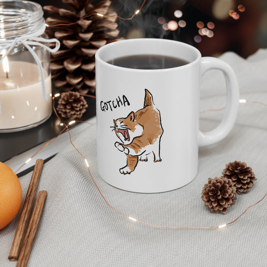 Funny Cat Meme Gotcha Ceramic Mug 11oz