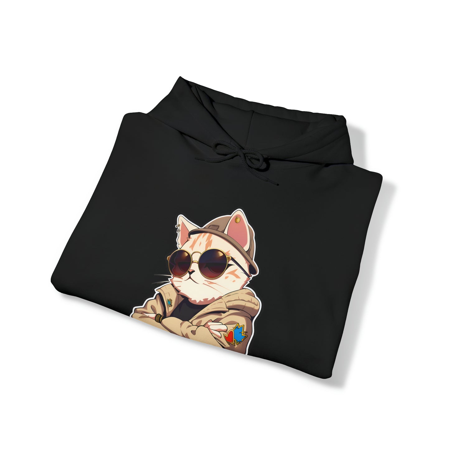 Streetwear Cat with Hoodie and Sunglasses Unisex Hooded Sweatshirt