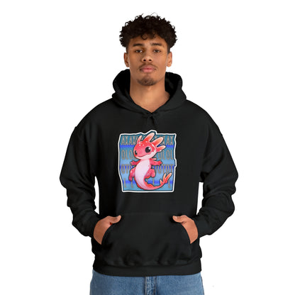 Pink Axolotl with Text Block Unisex Hooded Sweatshirt