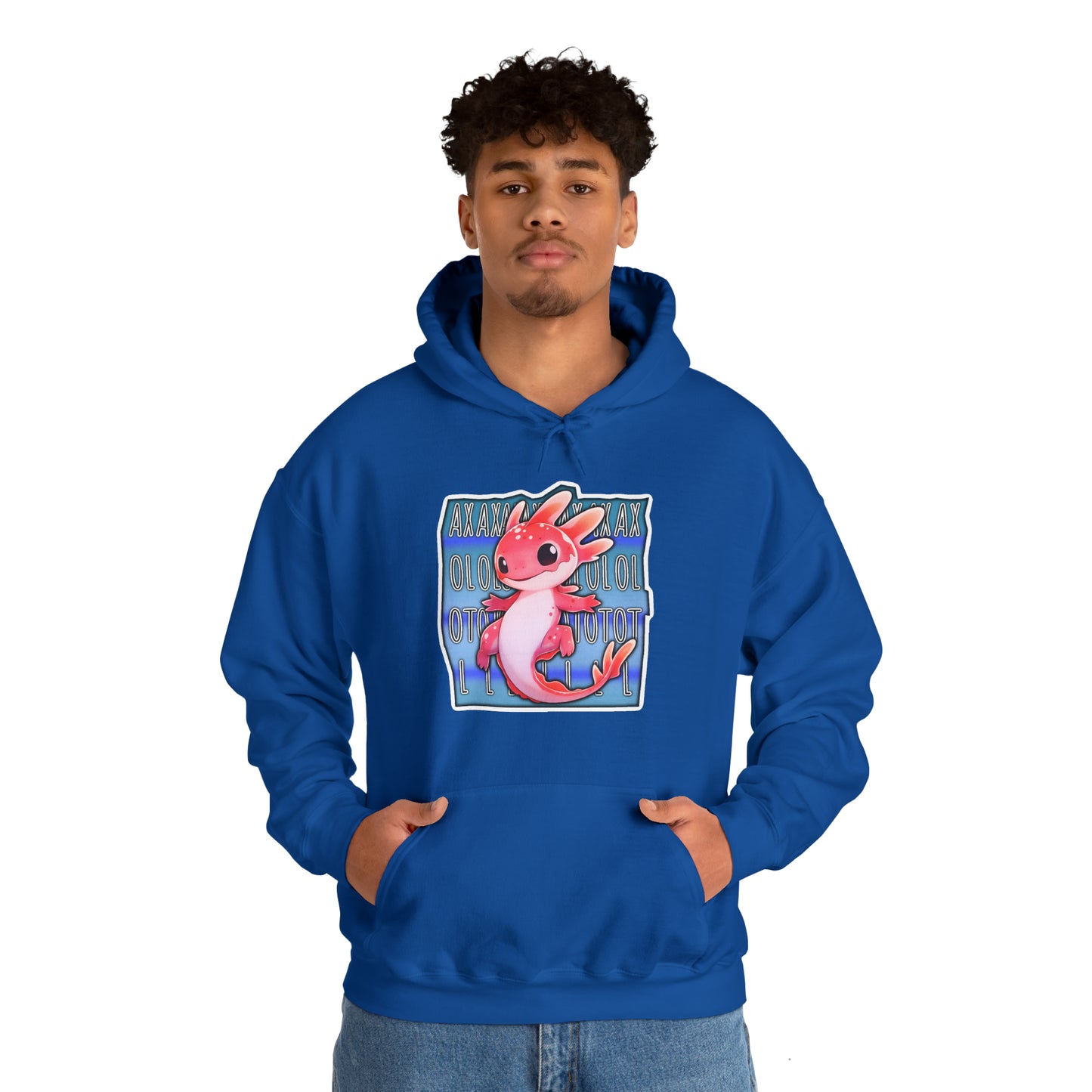 Pink Axolotl with Text Block Unisex Hooded Sweatshirt