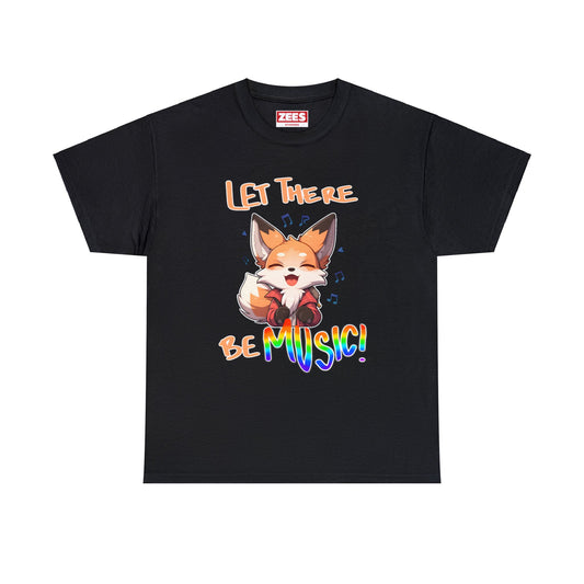 Let There Be Music! Cute Fox Unisex Cotton Tee