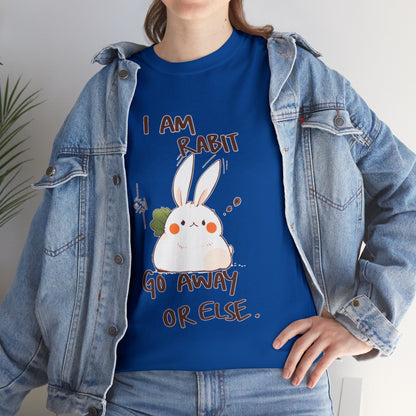 I Am Rabit Go Away Or Else Angry Rabbit Korean Text Unisex Cotton Shirt