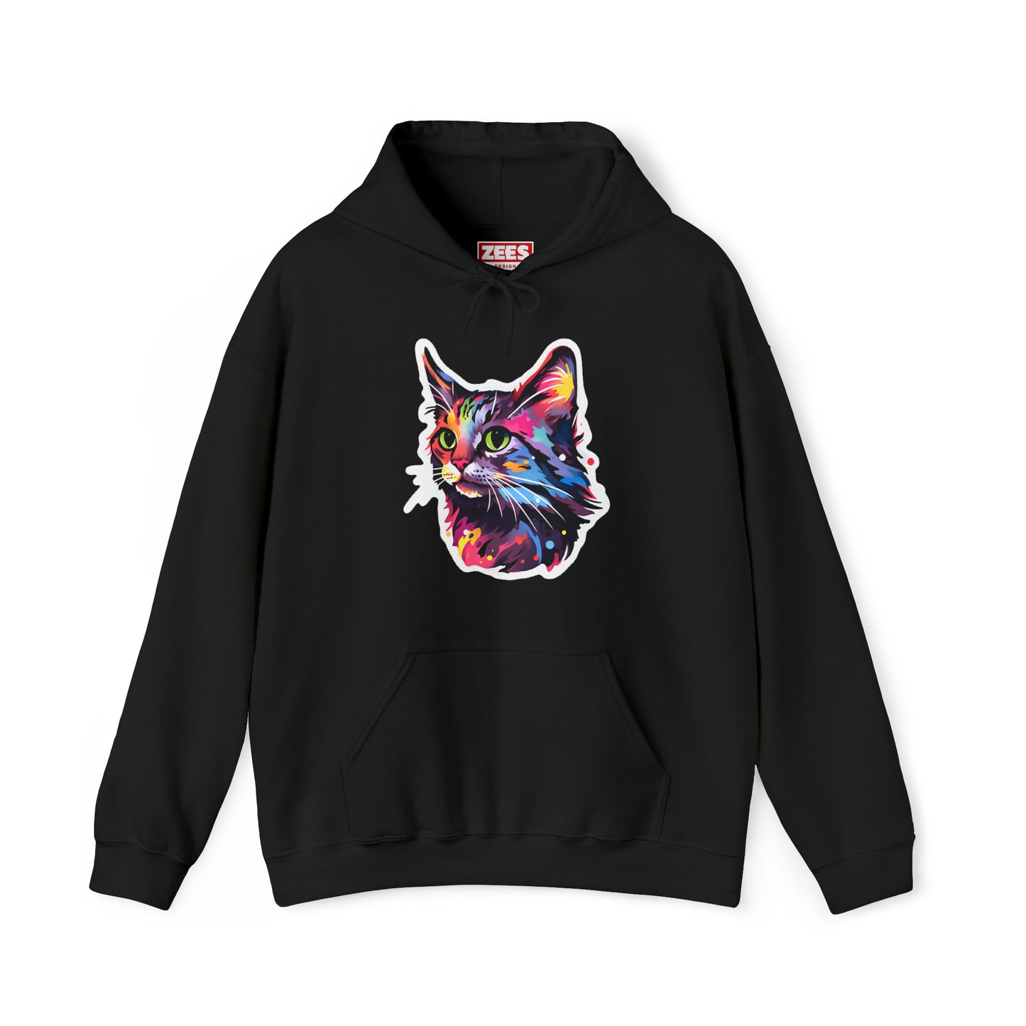 Rainbow Long-hair Tabby Cat Unisex Hooded Sweatshirt