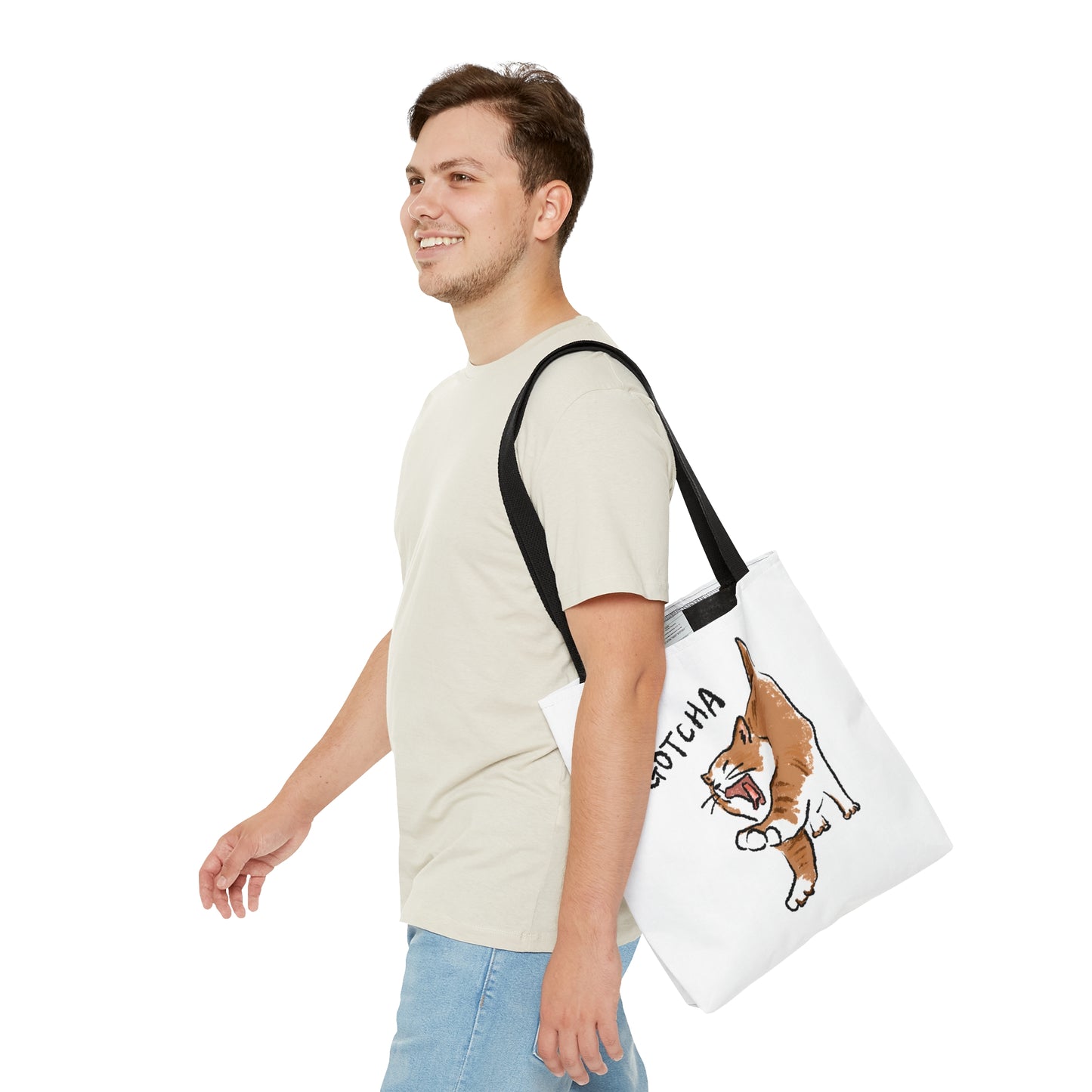 Funny Cat Meme Gotcha Tote Bag (AOP)