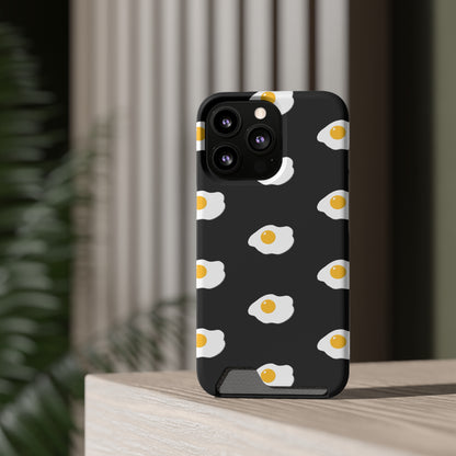 Fried Egg Pattern Phone Case With Card Holder