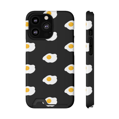 Fried Egg Pattern Phone Case With Card Holder