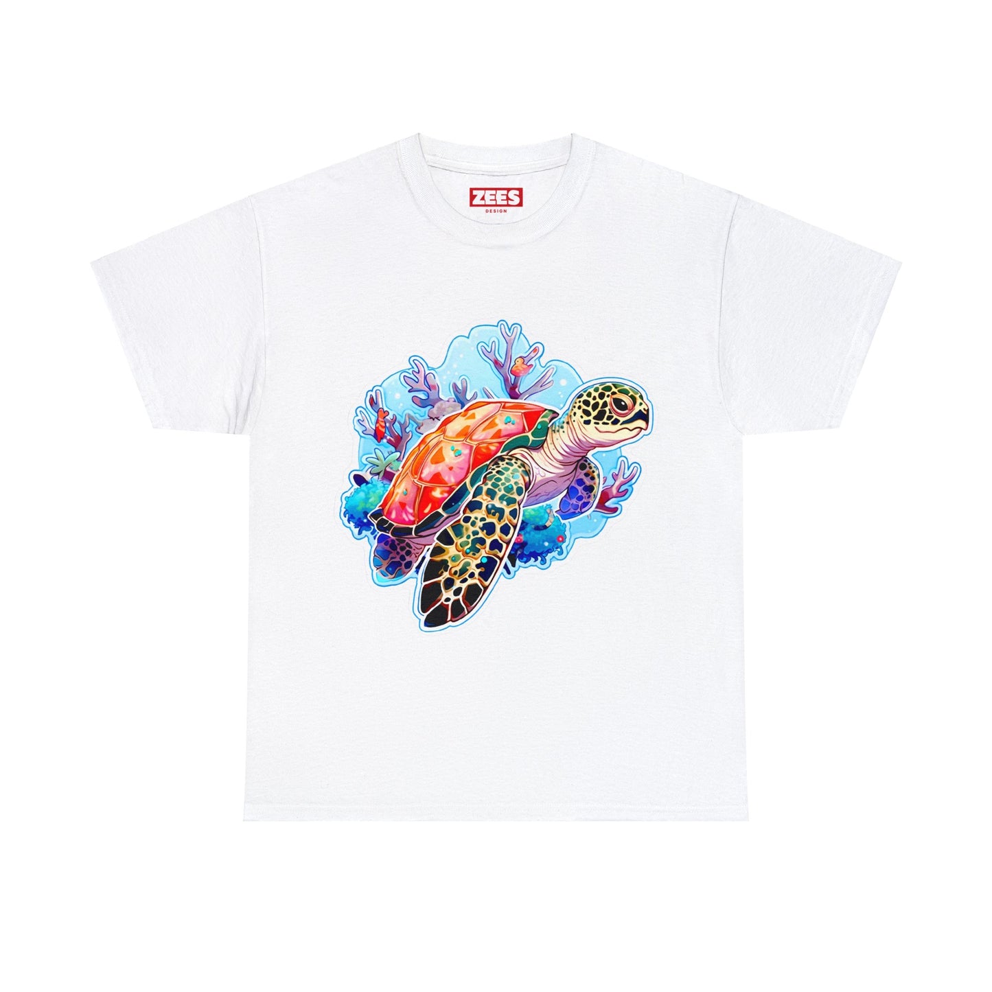 Coral Reef Detailed SeaTurtle Unisex Cotton Tee