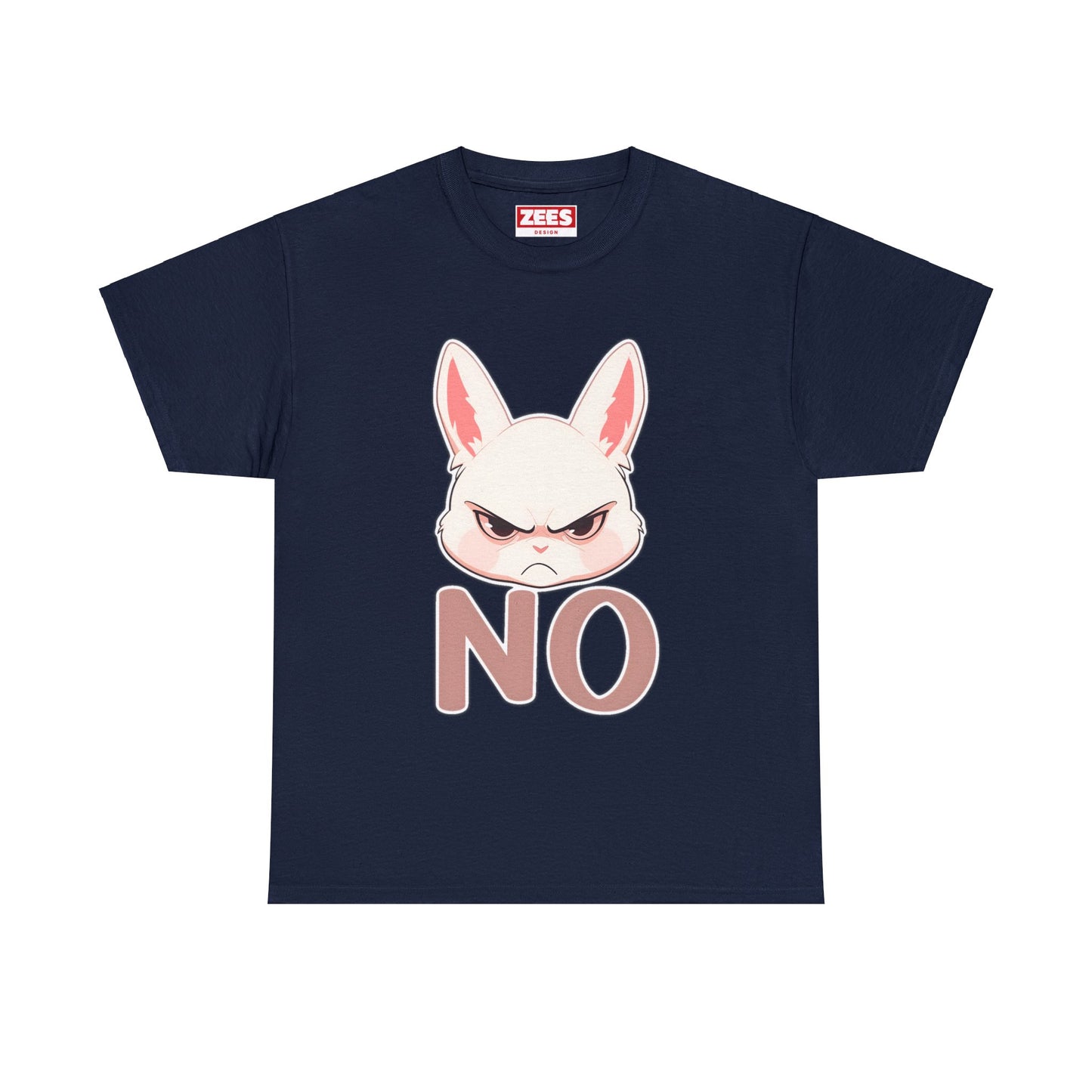 No Cute Annoyed Rabbit White Outline Unisex Cotton Shirt