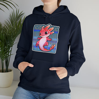 Pink Axolotl with Text Block Unisex Hooded Sweatshirt