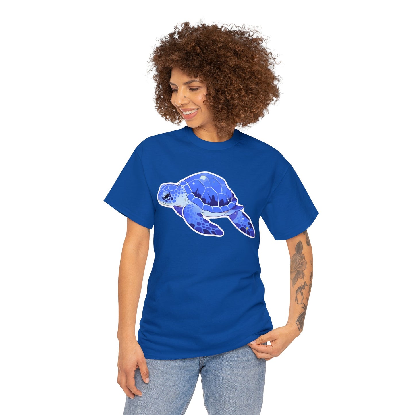 Very Azure Blue SeaTurtle Unisex Cotton Tee