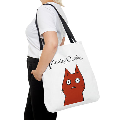 Finally october red cat Tote Bag