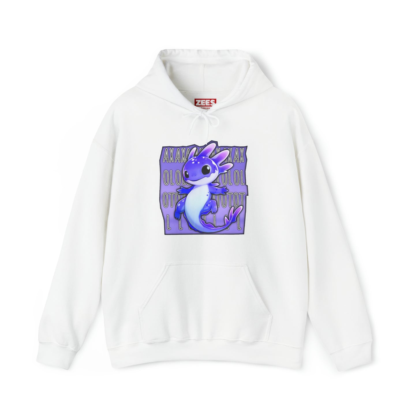 Blue Purple Axolotl with Text Block Unisex Hooded Sweatshirt