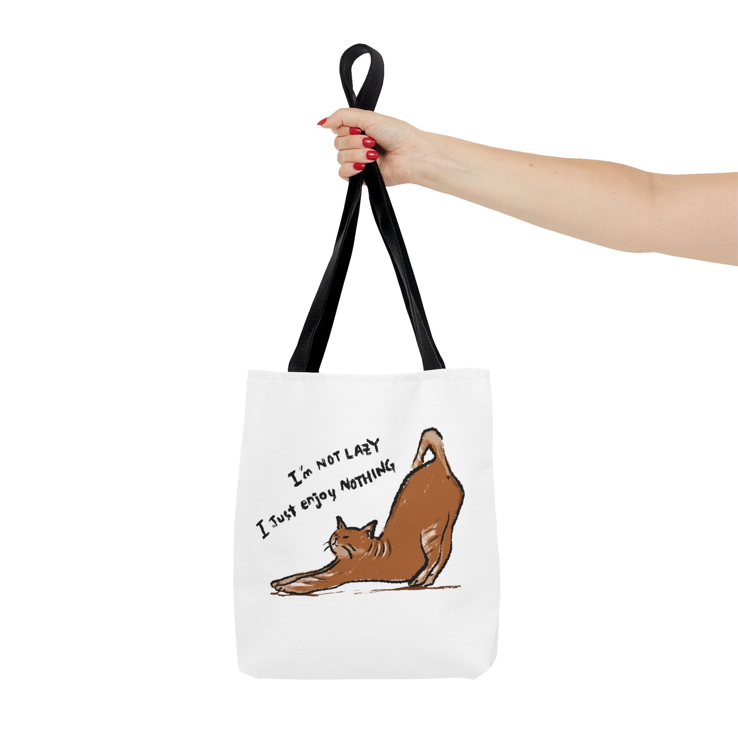 Funny Cat Meme I'm not lazy I just enjoy nothing Tote Bag (AOP)