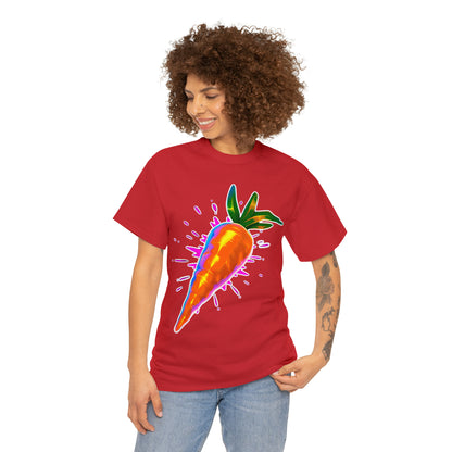 Magic Carrot Illustration Tee Shirt, Black, Royal Blue, Red, and Navy T-Shirts, Model Mockups on a White background, Awesome Designs by Zeesdesign, Free Shipping on orders over $50