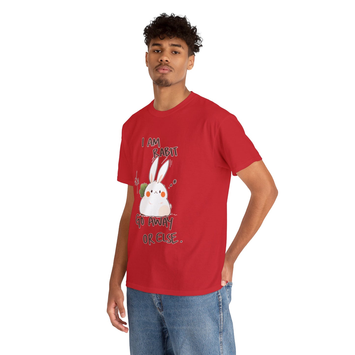 I Am Rabit Go Away Or Else Angry Rabbit Korean Text Unisex Cotton Shirt