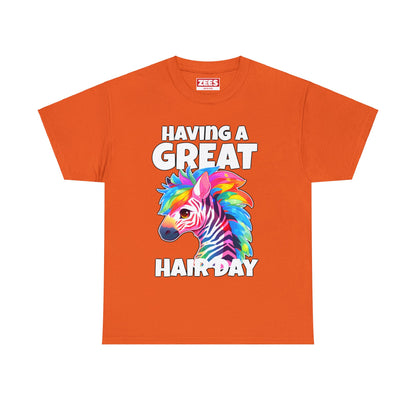 Limited Edition Having a Great Hair Day Rainbow Zebra Unisex Cotton Tee