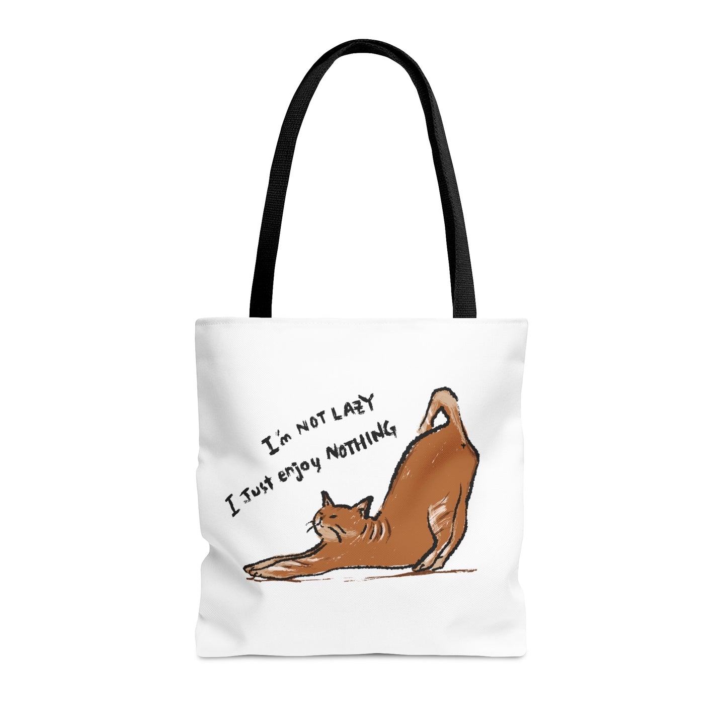 Funny Cat Meme I'm not lazy I just enjoy nothing Tote Bag (AOP)