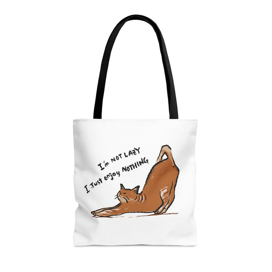 Funny Cat Meme I'm not lazy I just enjoy nothing Tote Bag (AOP)